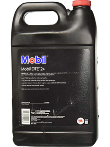 Black Mobil motor oil container with built-in handle and red cap on top (vehicle oil jug)