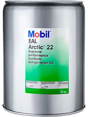 Silver metal can of Mobil EAL Arctic 22 synthetic refrigeration oil with a green label reading 'Mobil', 'EAL Arctic 22', and 'Supreme performance'